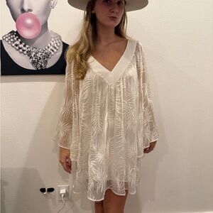 Lavender Brown Cream Textured V-Neck Blouse